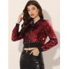 imageAllegra K Womens Halloween Sparkly Jackets 2024 Party Crop Sequin Bomber JacketReda