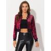 imageAllegra K Womens Halloween Sparkly Jackets 2024 Party Crop Sequin Bomber JacketRose Red