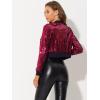 imageAllegra K Womens Halloween Sparkly Jackets 2024 Party Crop Sequin Bomber JacketRose Red