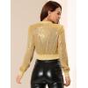 imageAllegra K Womens Halloween Sparkly Jackets 2024 Party Crop Sequin Bomber JacketYellow