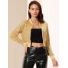 imageAllegra K Womens Halloween Sparkly Jackets 2024 Party Crop Sequin Bomber JacketYellow