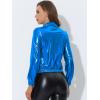 imageAllegra K Womens Holographic Shiny Party Christmas Long Sleeve Lightweight Zipper Metallic JacketBlue