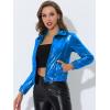 imageAllegra K Womens Holographic Shiny Party Christmas Long Sleeve Lightweight Zipper Metallic JacketBlue