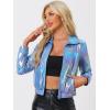 imageAllegra K Womens Holographic Shiny Party Christmas Long Sleeve Lightweight Zipper Metallic JacketBlue Holographic