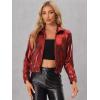 imageAllegra K Womens Holographic Shiny Party Christmas Long Sleeve Lightweight Zipper Metallic JacketDark Red