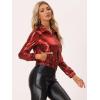 imageAllegra K Womens Holographic Shiny Party Christmas Long Sleeve Lightweight Zipper Metallic JacketDark Red