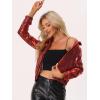 imageAllegra K Womens Holographic Shiny Party Christmas Long Sleeve Lightweight Zipper Metallic JacketDark Red