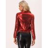 imageAllegra K Womens Holographic Shiny Party Christmas Long Sleeve Lightweight Zipper Metallic JacketDark Red