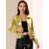 imageAllegra K Womens Holographic Shiny Party Christmas Long Sleeve Lightweight Zipper Metallic JacketGolden