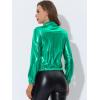 imageAllegra K Womens Holographic Shiny Party Christmas Long Sleeve Lightweight Zipper Metallic JacketGreen