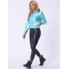 imageAllegra K Womens Holographic Shiny Party Christmas Long Sleeve Lightweight Zipper Metallic JacketLight Aqua Blue