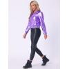 imageAllegra K Womens Holographic Shiny Party Christmas Long Sleeve Lightweight Zipper Metallic JacketLight Purple