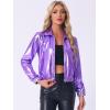 imageAllegra K Womens Holographic Shiny Party Christmas Long Sleeve Lightweight Zipper Metallic JacketLight Purple