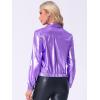 imageAllegra K Womens Holographic Shiny Party Christmas Long Sleeve Lightweight Zipper Metallic JacketLight Purple