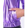 imageAllegra K Womens Holographic Shiny Party Christmas Long Sleeve Lightweight Zipper Metallic JacketLight Purple