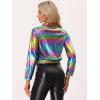 imageAllegra K Womens Holographic Shiny Party Christmas Long Sleeve Lightweight Zipper Metallic JacketMulticolor