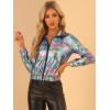 imageAllegra K Womens Holographic Shiny Party Christmas Long Sleeve Lightweight Zipper Metallic JacketRainbow