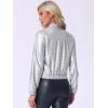 imageAllegra K Womens Holographic Shiny Party Christmas Long Sleeve Lightweight Zipper Metallic JacketRainbow Silver