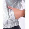 imageAllegra K Womens Holographic Shiny Party Christmas Long Sleeve Lightweight Zipper Metallic JacketRainbow Silver