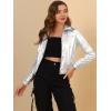 imageAllegra K Womens Holographic Shiny Party Christmas Long Sleeve Lightweight Zipper Metallic JacketSilver