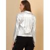 imageAllegra K Womens Holographic Shiny Party Christmas Long Sleeve Lightweight Zipper Metallic JacketSilver