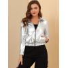 imageAllegra K Womens Holographic Shiny Party Christmas Long Sleeve Lightweight Zipper Metallic JacketSilver