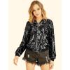 imageAllegra K Womens Sequin Jacket Casual Long Sleeve Zipper Fall Winter Shiny Glitter Sparkly Bomber JacketsBlack