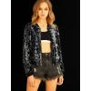 imageAllegra K Womens Sequin Jacket Casual Long Sleeve Zipper Fall Winter Shiny Glitter Sparkly Bomber JacketsBlack