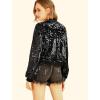 imageAllegra K Womens Sequin Jacket Casual Long Sleeve Zipper Fall Winter Shiny Glitter Sparkly Bomber JacketsBlack