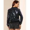 imageAllegra K Womens Sequin Jacket Casual Long Sleeve Zipper Fall Winter Shiny Glitter Sparkly Bomber JacketsBlack Rainbow