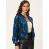 imageAllegra K Womens Sequin Jacket Casual Long Sleeve Zipper Fall Winter Shiny Glitter Sparkly Bomber JacketsBlues