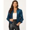 imageAllegra K Womens Sequin Jacket Casual Long Sleeve Zipper Fall Winter Shiny Glitter Sparkly Bomber JacketsBlues