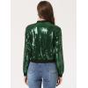 imageAllegra K Womens Sequin Jacket Casual Long Sleeve Zipper Fall Winter Shiny Glitter Sparkly Bomber JacketsDark Green