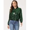 imageAllegra K Womens Sequin Jacket Casual Long Sleeve Zipper Fall Winter Shiny Glitter Sparkly Bomber JacketsDark Green