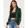 imageAllegra K Womens Sequin Jacket Casual Long Sleeve Zipper Fall Winter Shiny Glitter Sparkly Bomber JacketsDark Green