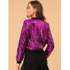 imageAllegra K Womens Sequin Jacket Casual Long Sleeve Zipper Fall Winter Shiny Glitter Sparkly Bomber JacketsFuchsia