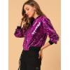 imageAllegra K Womens Sequin Jacket Casual Long Sleeve Zipper Fall Winter Shiny Glitter Sparkly Bomber JacketsFuchsia