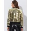 imageAllegra K Womens Sequin Jacket Casual Long Sleeve Zipper Fall Winter Shiny Glitter Sparkly Bomber JacketsGold