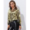 imageAllegra K Womens Sequin Jacket Casual Long Sleeve Zipper Fall Winter Shiny Glitter Sparkly Bomber JacketsGold