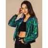 imageAllegra K Womens Sequin Jacket Casual Long Sleeve Zipper Fall Winter Shiny Glitter Sparkly Bomber JacketsGreen