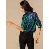 imageAllegra K Womens Sequin Jacket Casual Long Sleeve Zipper Fall Winter Shiny Glitter Sparkly Bomber JacketsGreen