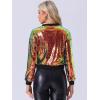 imageAllegra K Womens Sequin Jacket Casual Long Sleeve Zipper Fall Winter Shiny Glitter Sparkly Bomber JacketsGreen Pink