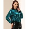 imageAllegra K Womens Sequin Jacket Casual Long Sleeve Zipper Fall Winter Shiny Glitter Sparkly Bomber JacketsLake Blue