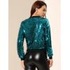 imageAllegra K Womens Sequin Jacket Casual Long Sleeve Zipper Fall Winter Shiny Glitter Sparkly Bomber JacketsLake Blue