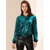 imageAllegra K Womens Sequin Jacket Casual Long Sleeve Zipper Fall Winter Shiny Glitter Sparkly Bomber JacketsLake Blue