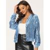 imageAllegra K Womens Sequin Jacket Casual Long Sleeve Zipper Fall Winter Shiny Glitter Sparkly Bomber JacketsLight Grey Blue