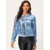 imageAllegra K Womens Sequin Jacket Casual Long Sleeve Zipper Fall Winter Shiny Glitter Sparkly Bomber JacketsLight Grey Blue