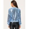 imageAllegra K Womens Sequin Jacket Casual Long Sleeve Zipper Fall Winter Shiny Glitter Sparkly Bomber JacketsLight Grey Blue