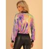 imageAllegra K Womens Sequin Jacket Casual Long Sleeve Zipper Fall Winter Shiny Glitter Sparkly Bomber JacketsMulticolor