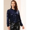 imageAllegra K Womens Sequin Jacket Casual Long Sleeve Zipper Fall Winter Shiny Glitter Sparkly Bomber JacketsNavy